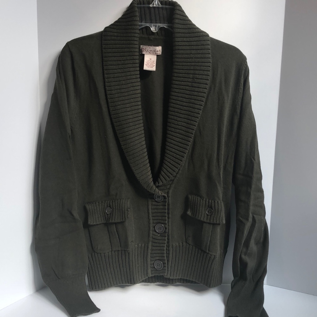 Glimmer Button Up Rolled Collar Knit Sweater Size Medium